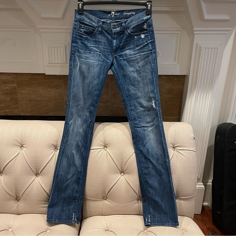 7 For All Mankind Women’s Straight Leg Jeans in Blue